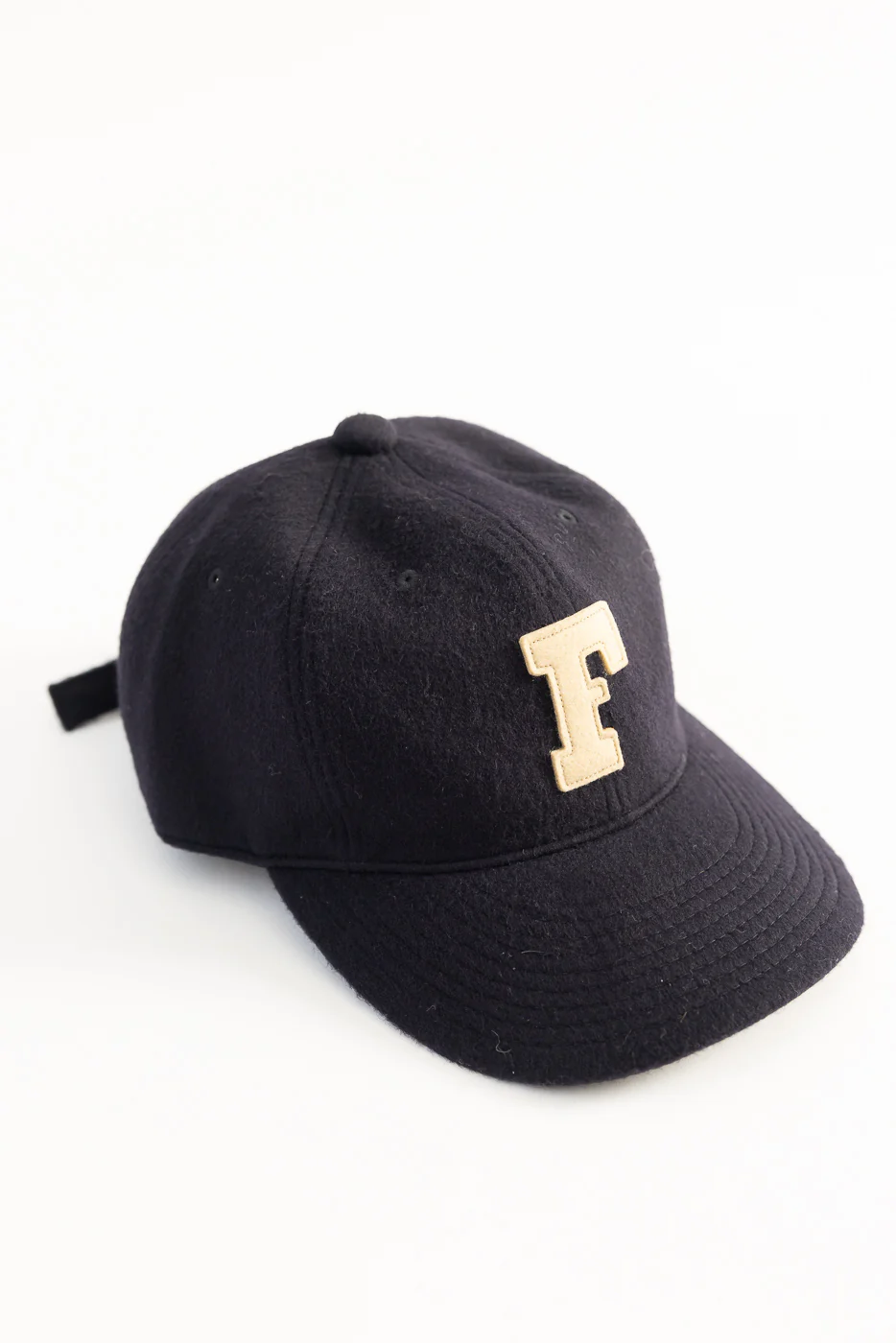 6853-25 - 6 Panel Melton Baseball Cap 'F' Patch - Navy - Image 5