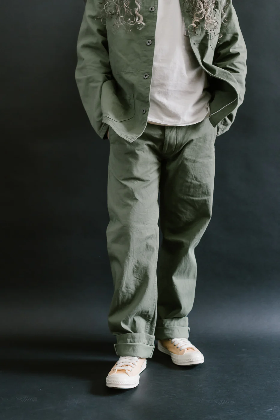 737-SVC-LOL - 9.5oz Selvedge Chino Trouser Light Olive - Relaxed Straight - Image 10