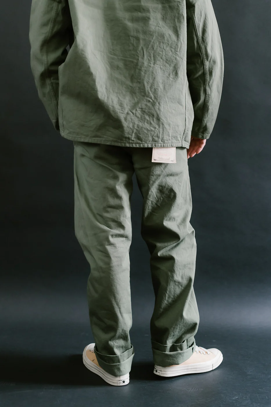 737-SVC-LOL - 9.5oz Selvedge Chino Trouser Light Olive - Relaxed Straight - Image 13