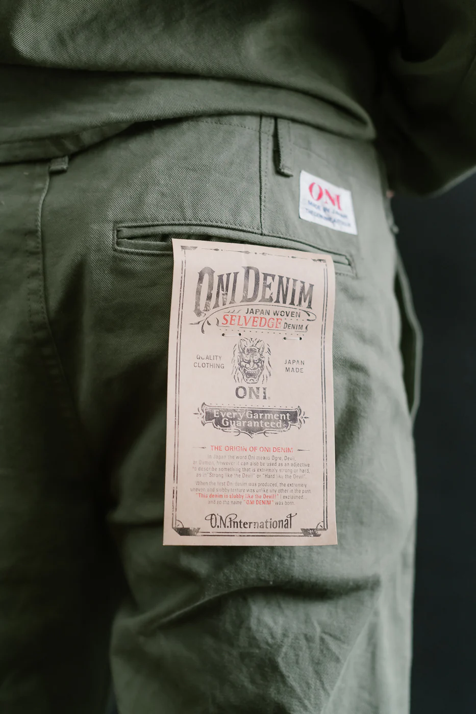 737-SVC-LOL - 9.5oz Selvedge Chino Trouser Light Olive - Relaxed Straight - Image 18