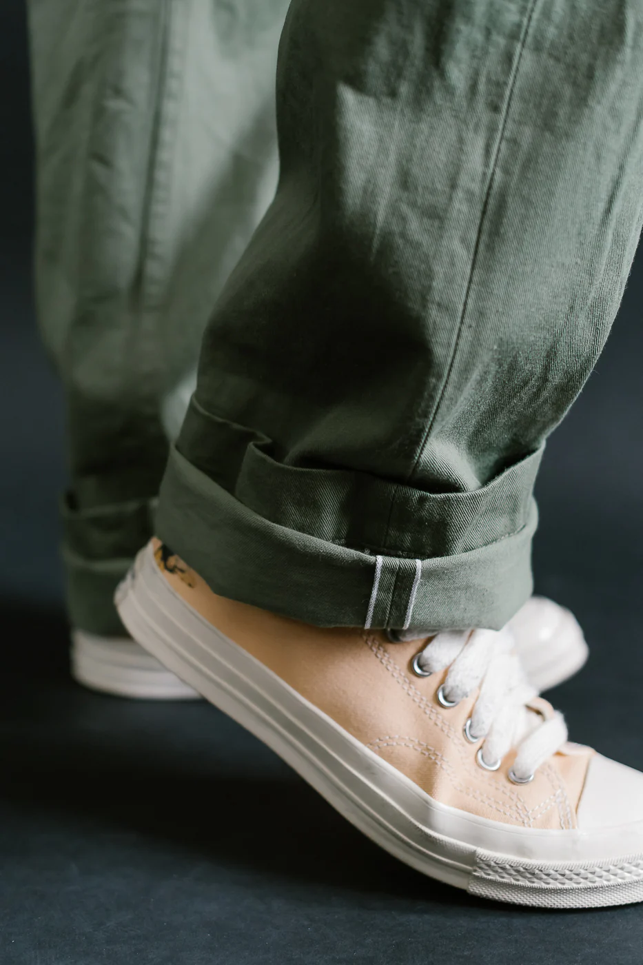 737-SVC-LOL - 9.5oz Selvedge Chino Trouser Light Olive - Relaxed Straight - Image 19