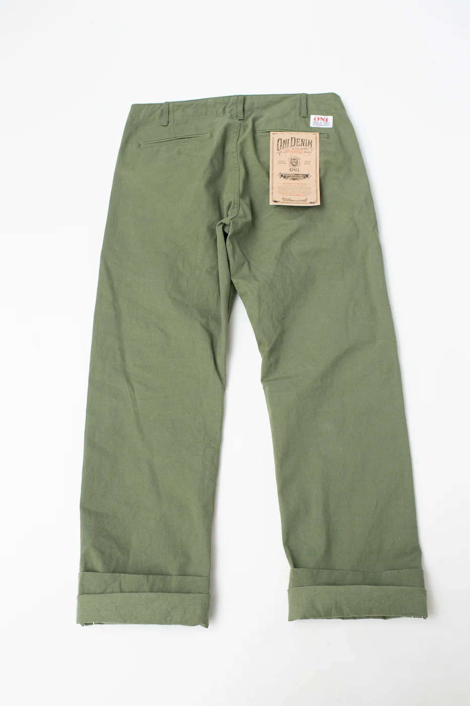 737-SVC-LOL - 9.5oz Selvedge Chino Trouser Light Olive - Relaxed Straight - Image 6