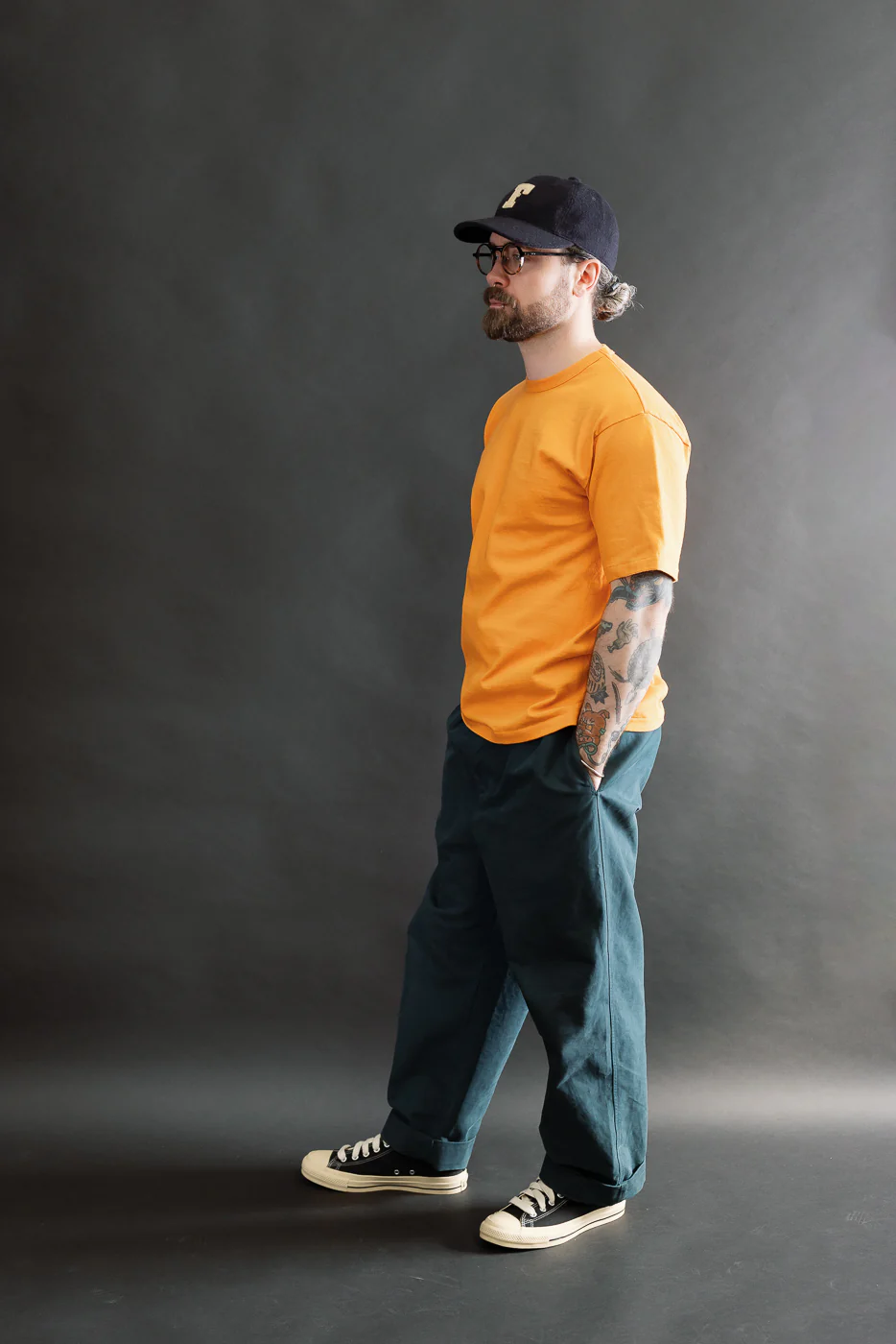 9.5oz "Stand Wheel" Heavyweight Tee - Fade Orange - Image 6