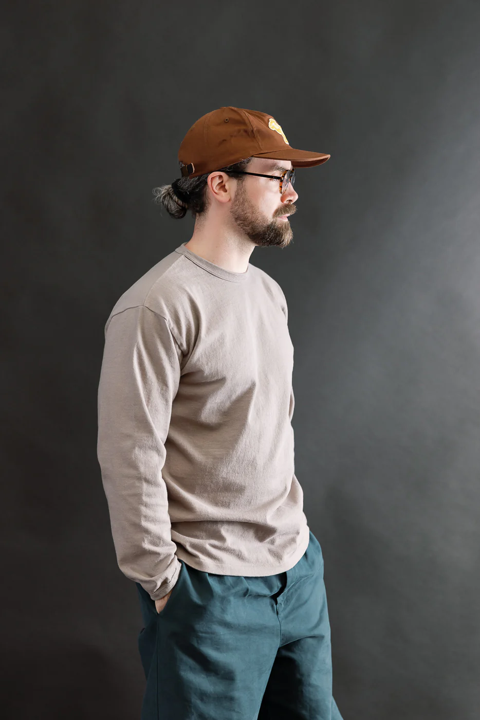 9.5oz "Stand Wheel" Heavyweight Tee Long Sleeve - Grey - Image 10