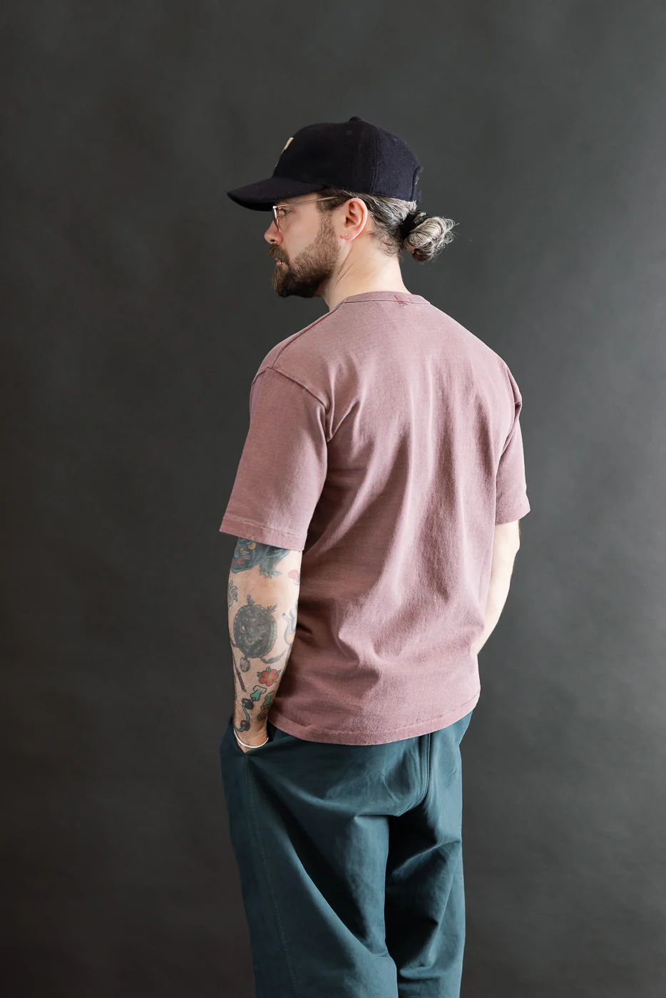 9.5oz "Stand Wheel" Pigment Dyed Heavyweight Tee - Bordeaux - Image 10