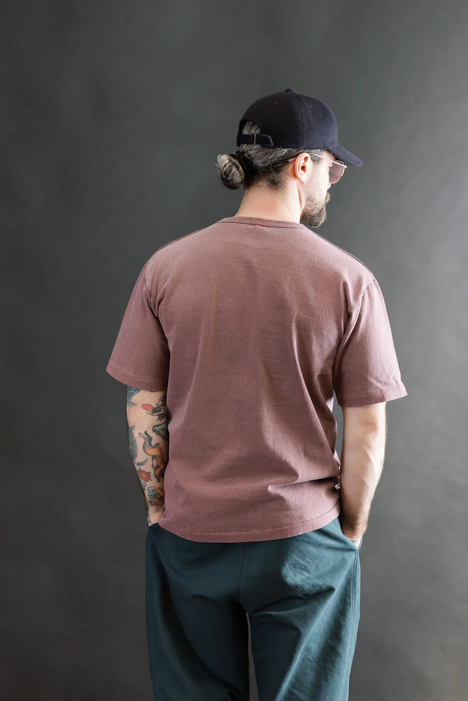 9.5oz "Stand Wheel" Pigment Dyed Heavyweight Tee - Bordeaux - Image 11