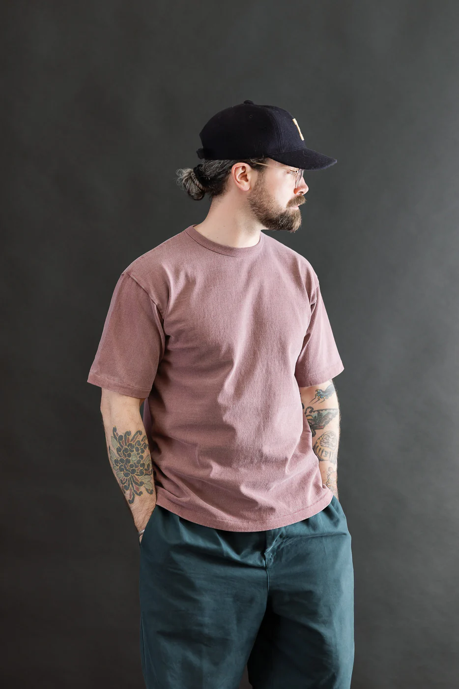 9.5oz "Stand Wheel" Pigment Dyed Heavyweight Tee - Bordeaux - Image 13