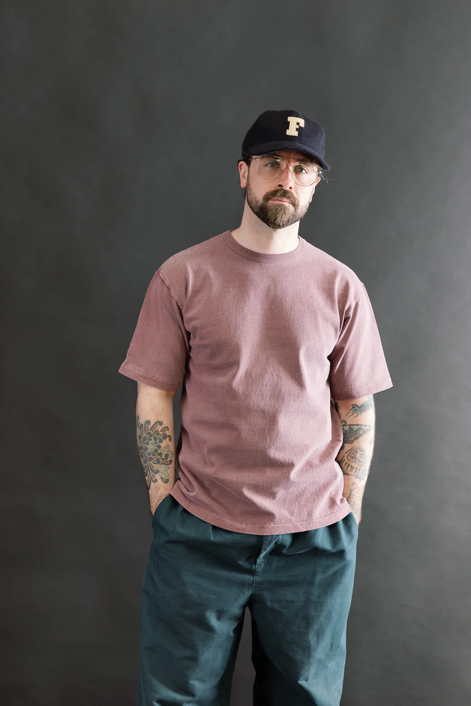 9.5oz "Stand Wheel" Pigment Dyed Heavyweight Tee - Bordeaux - Image 14