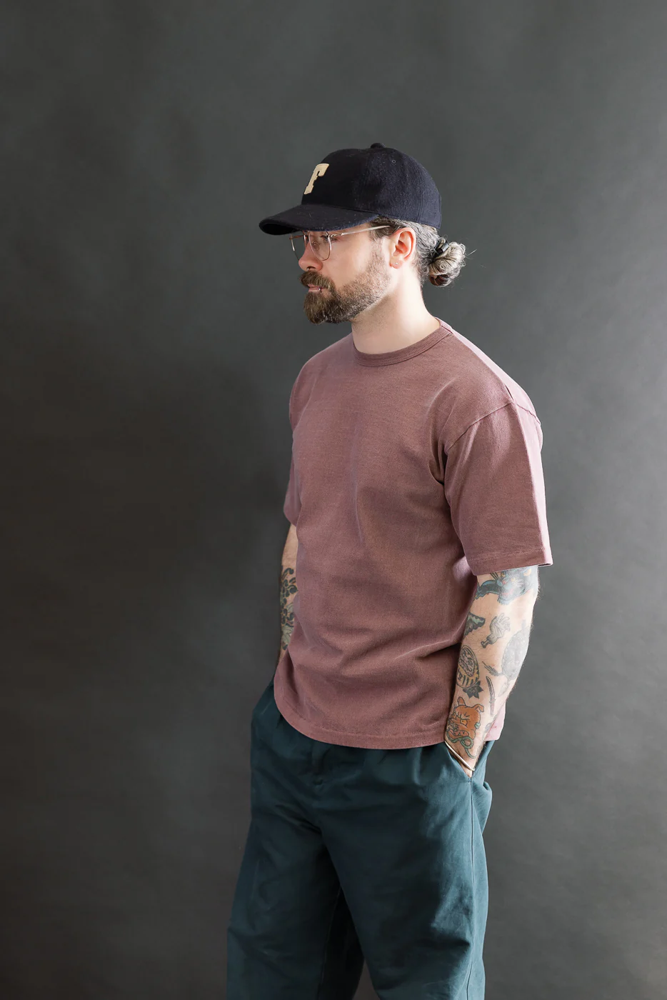 9.5oz "Stand Wheel" Pigment Dyed Heavyweight Tee - Bordeaux - Image 9