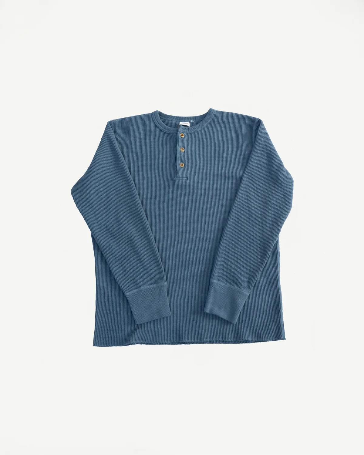 9937 - Heavy Thermal Long Sleeve Henley - Blue