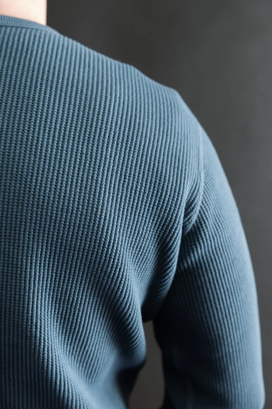 9937 - Heavy Thermal Long Sleeve Henley - Blue - Image 19