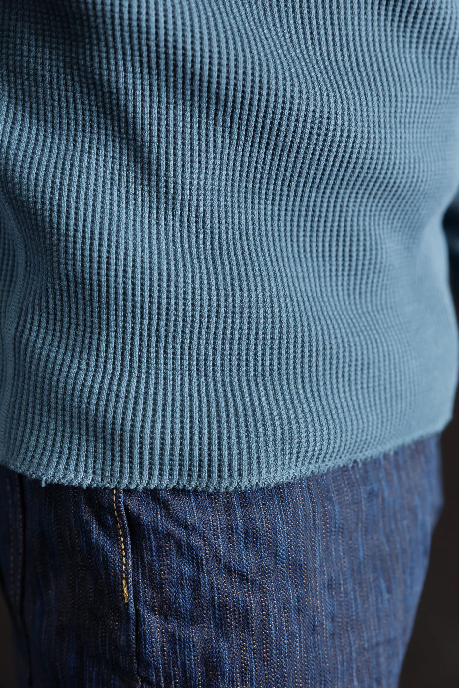 9937 - Heavy Thermal Long Sleeve Henley - Blue - Image 20