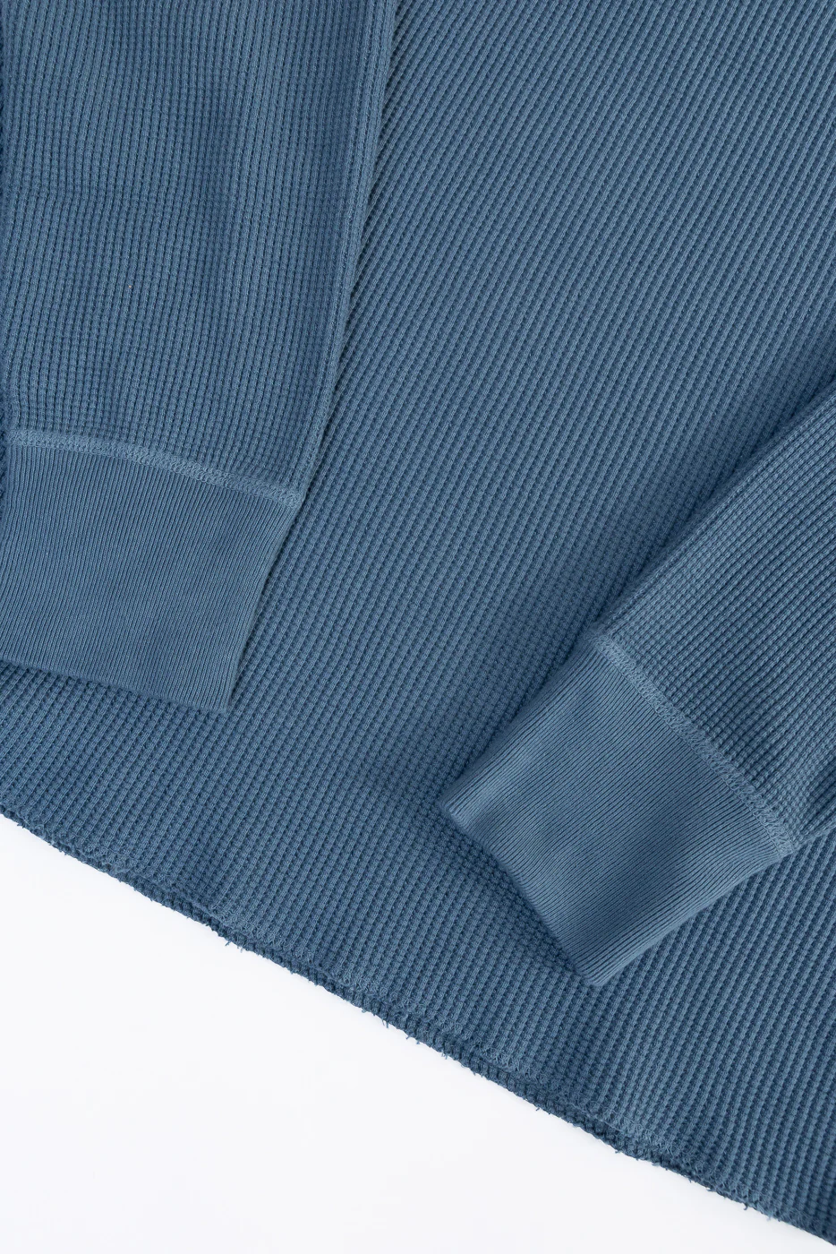 9937 - Heavy Thermal Long Sleeve Henley - Blue - Image 3