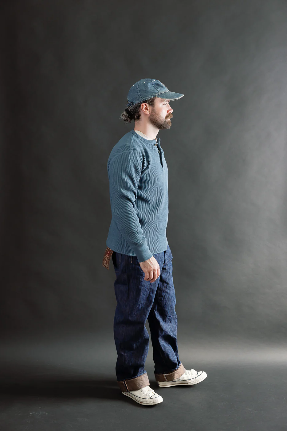 9937 - Heavy Thermal Long Sleeve Henley - Blue - Image 6