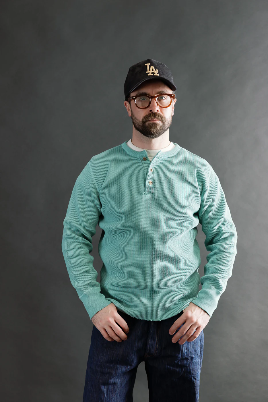 9937 - Heavy Thermal Long Sleeve Henley - Emerald - Image 13