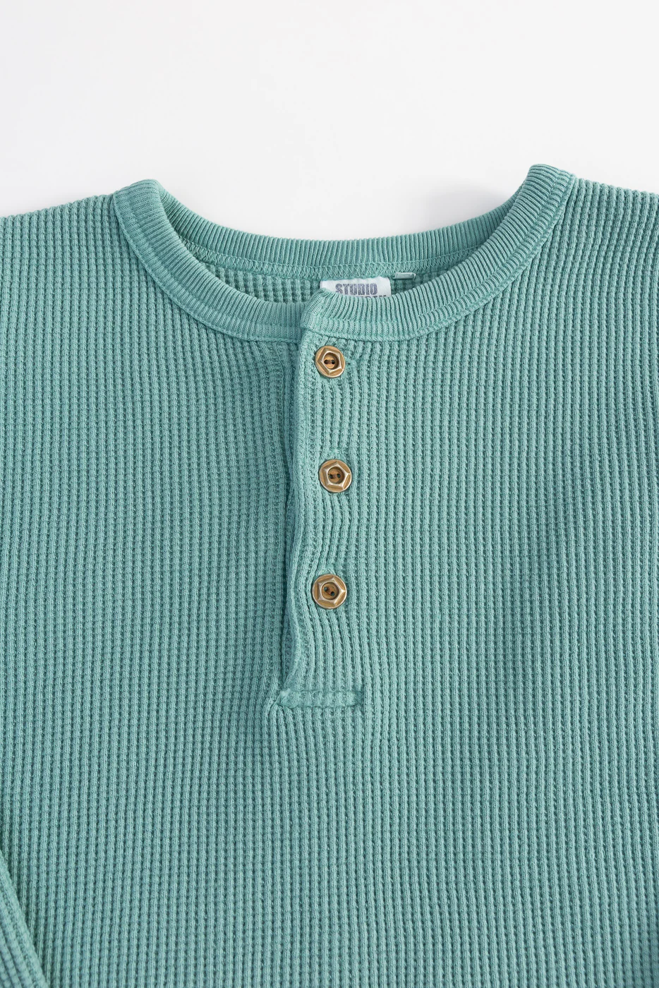 9937 - Heavy Thermal Long Sleeve Henley - Emerald - Image 2
