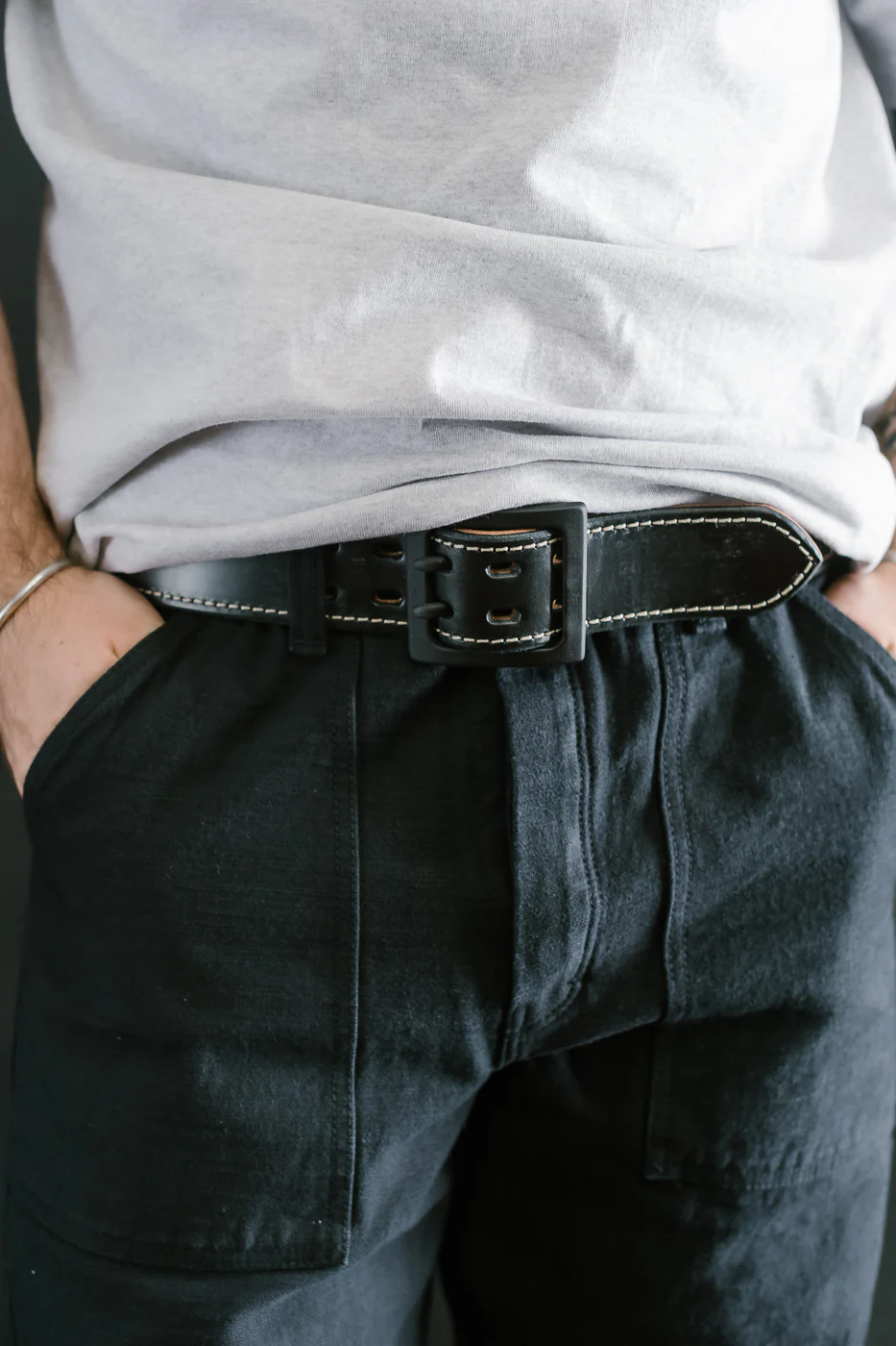 A107HSII - Extra Thick Bridle Leather Belt - Black - Image 4