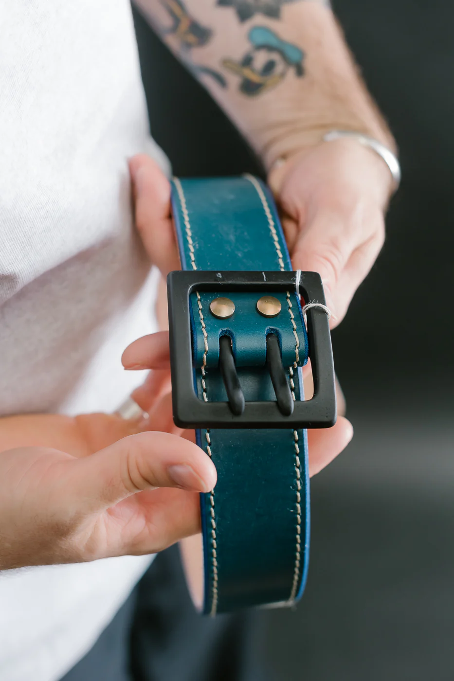 H107HSII - Extra Thick Bridle Leather Belt - Blue - Image 4