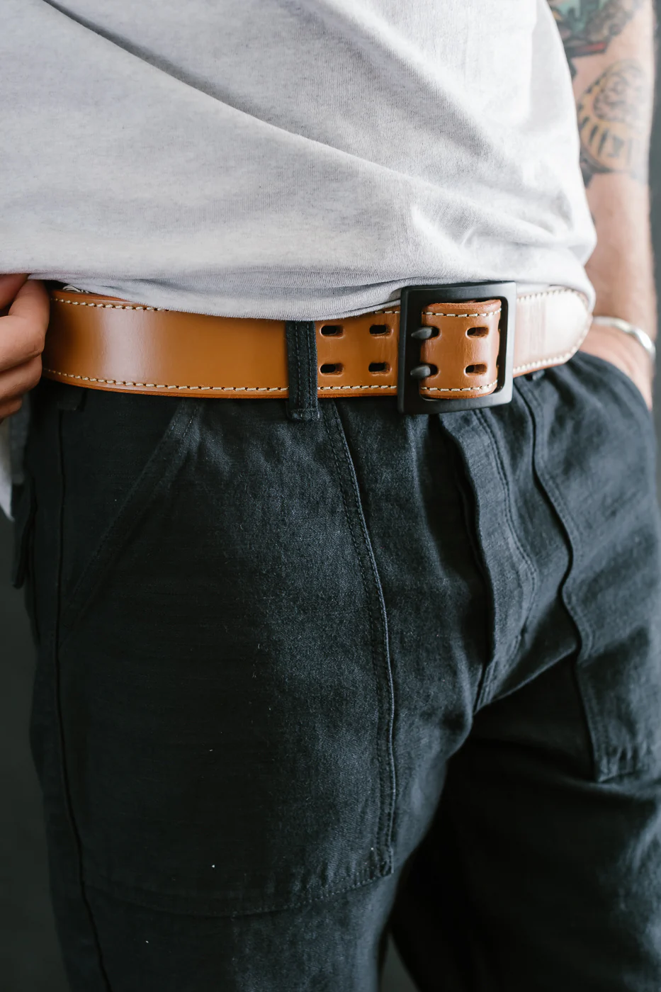 A107HSII - Extra Thick Bridle Leather Belt - Natural - Image 5