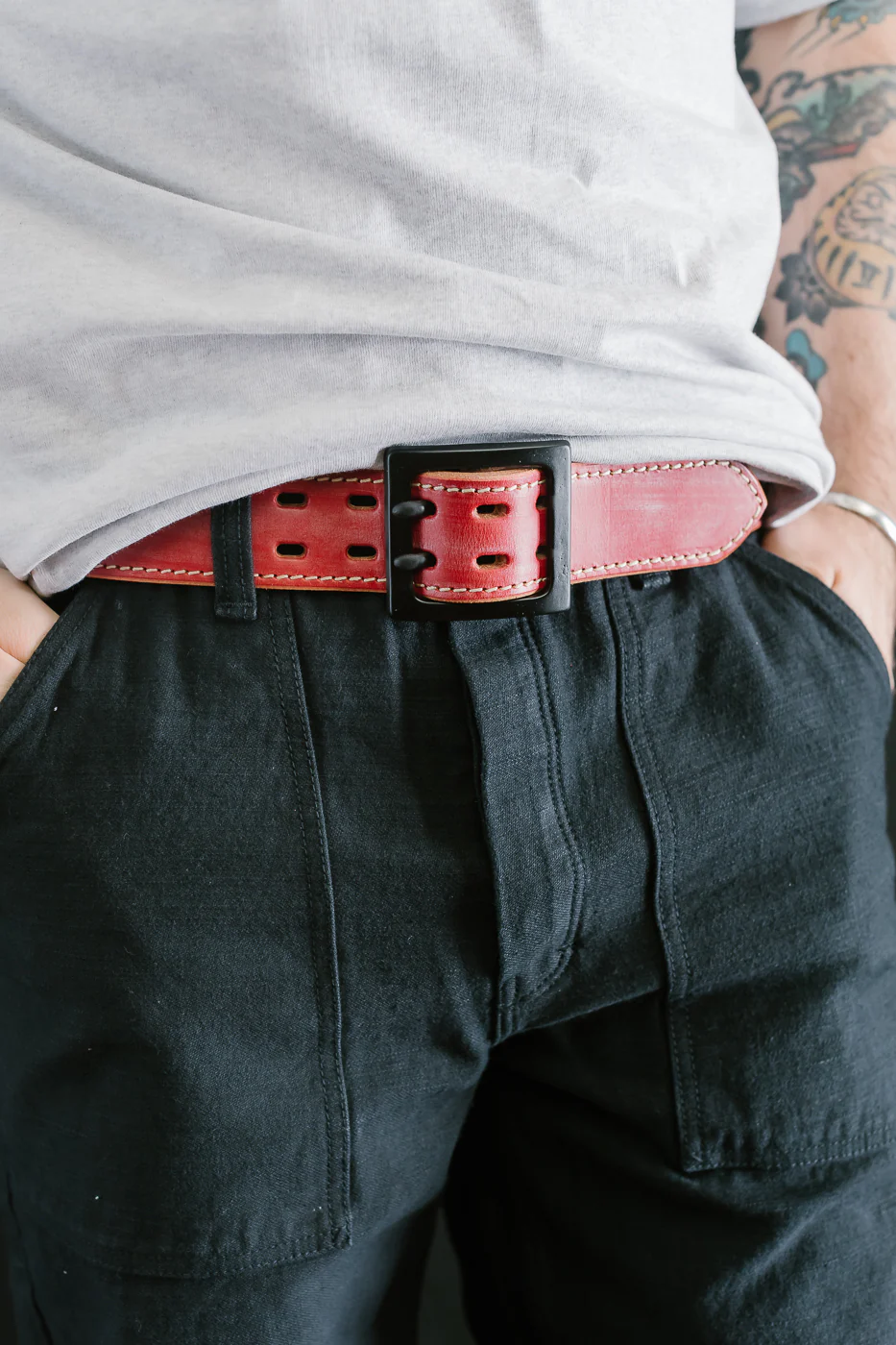 A107HSII - Extra Thick Bridle Leather Belt - Red - Image 3