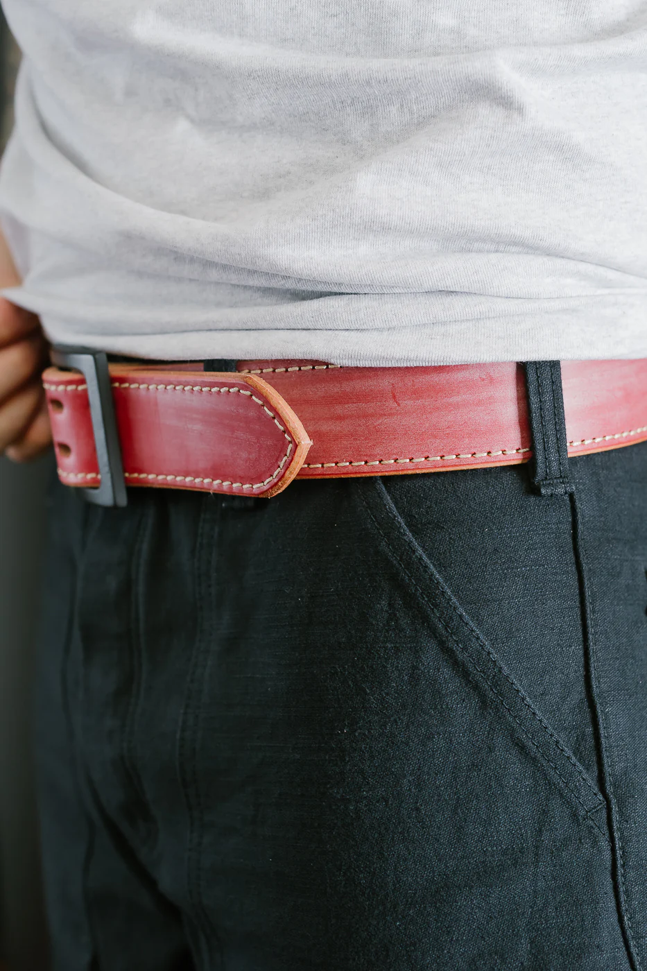 A107HSII - Extra Thick Bridle Leather Belt - Red - Image 4