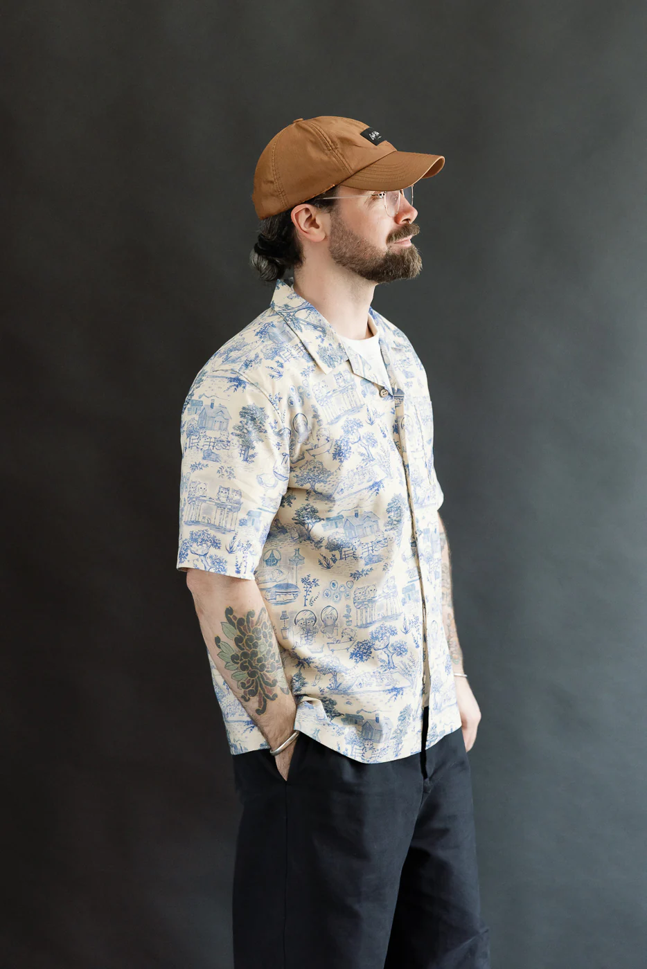 Aloha Shirt - Linen Cats - Blue - Image 11