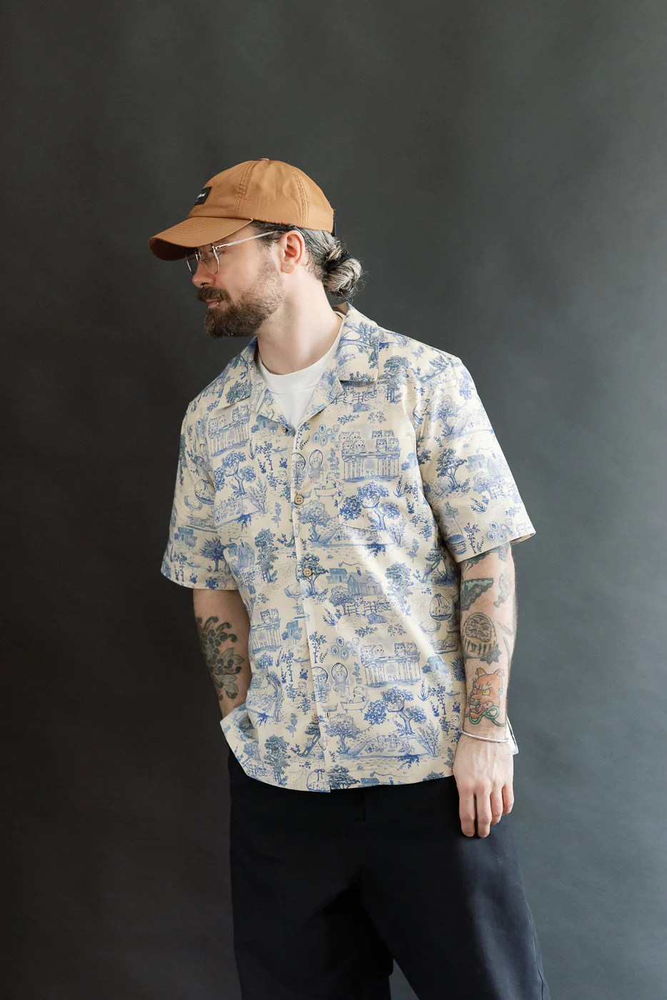 Aloha Shirt - Linen Cats - Blue - Image 15
