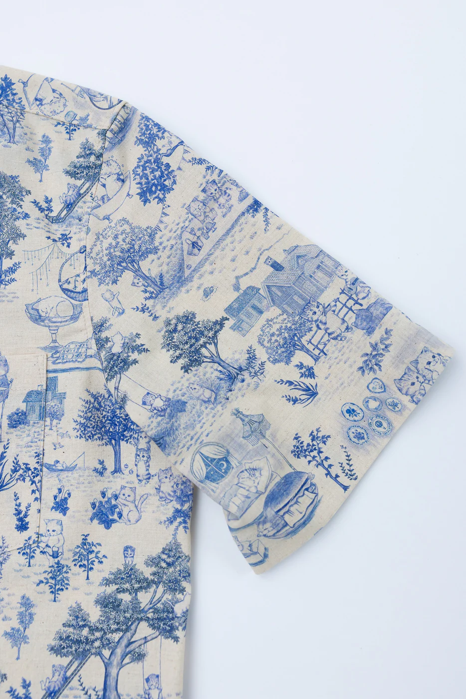 Aloha Shirt - Linen Cats - Blue - Image 4