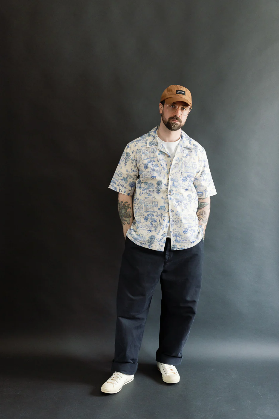 Aloha Shirt - Linen Cats - Blue - Image 6