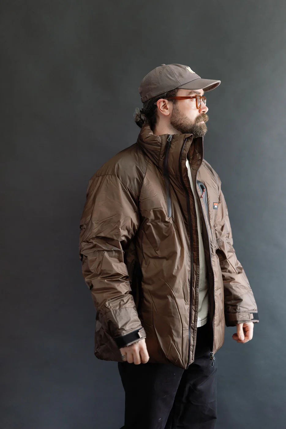 Aurora Light Down Stand Collar Jacket Mikami - Brown - Image 10