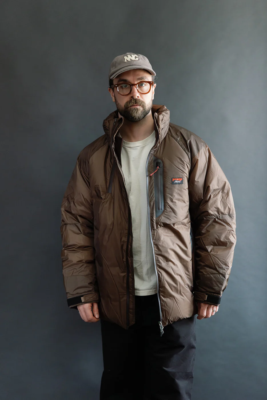 Aurora Light Down Stand Collar Jacket Mikami - Brown - Image 14