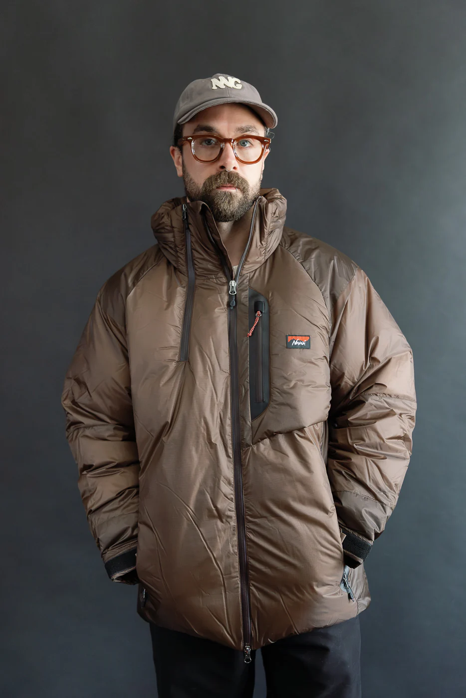 Aurora Light Down Stand Collar Jacket Mikami - Brown - Image 15