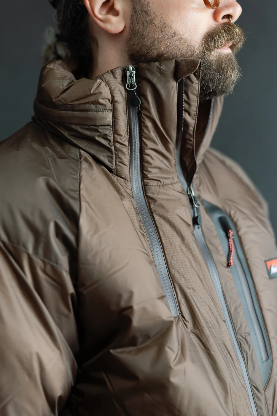 Aurora Light Down Stand Collar Jacket Mikami - Brown - Image 18