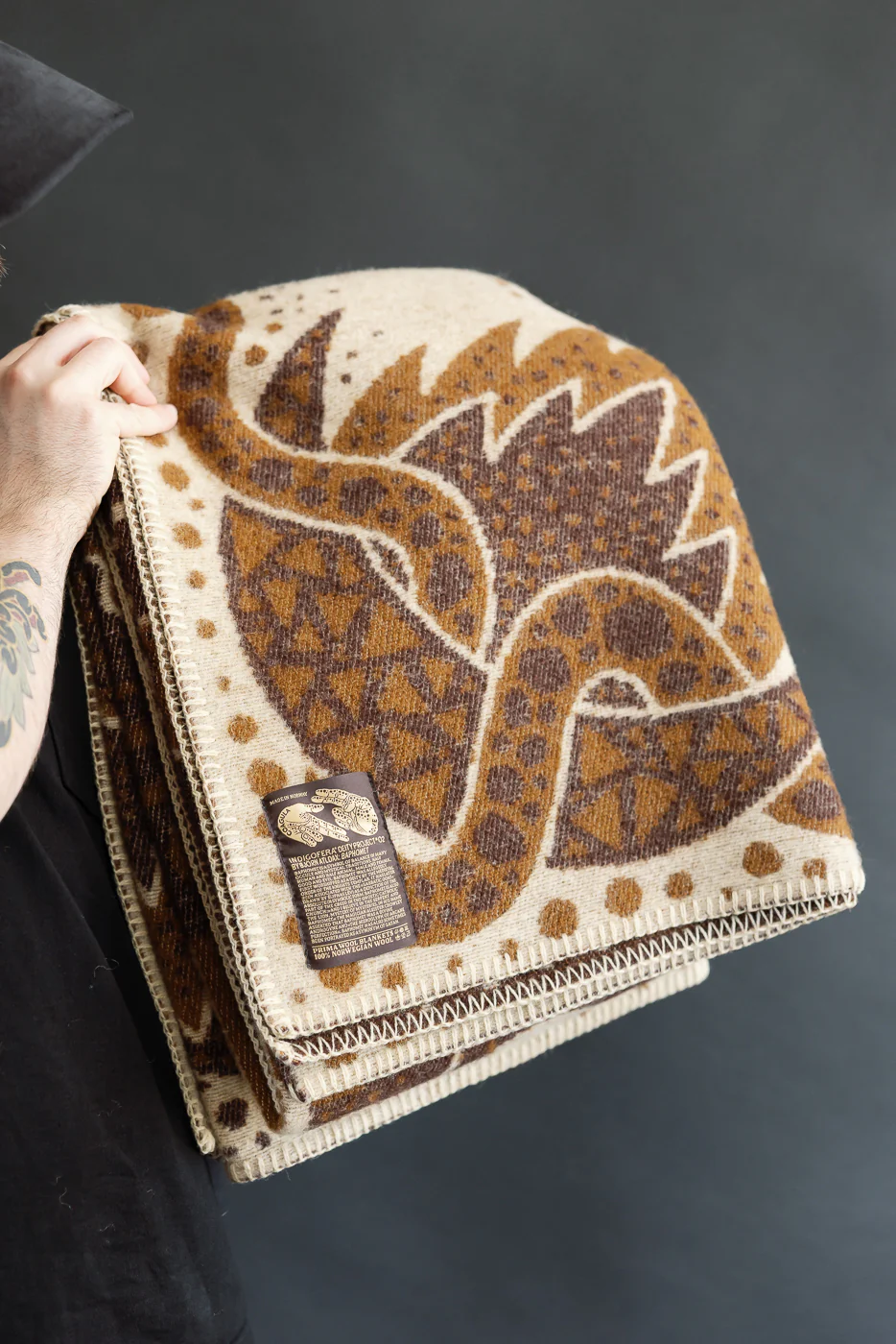 Baphomet Blanket - Dark Brown, Beige - Image 4