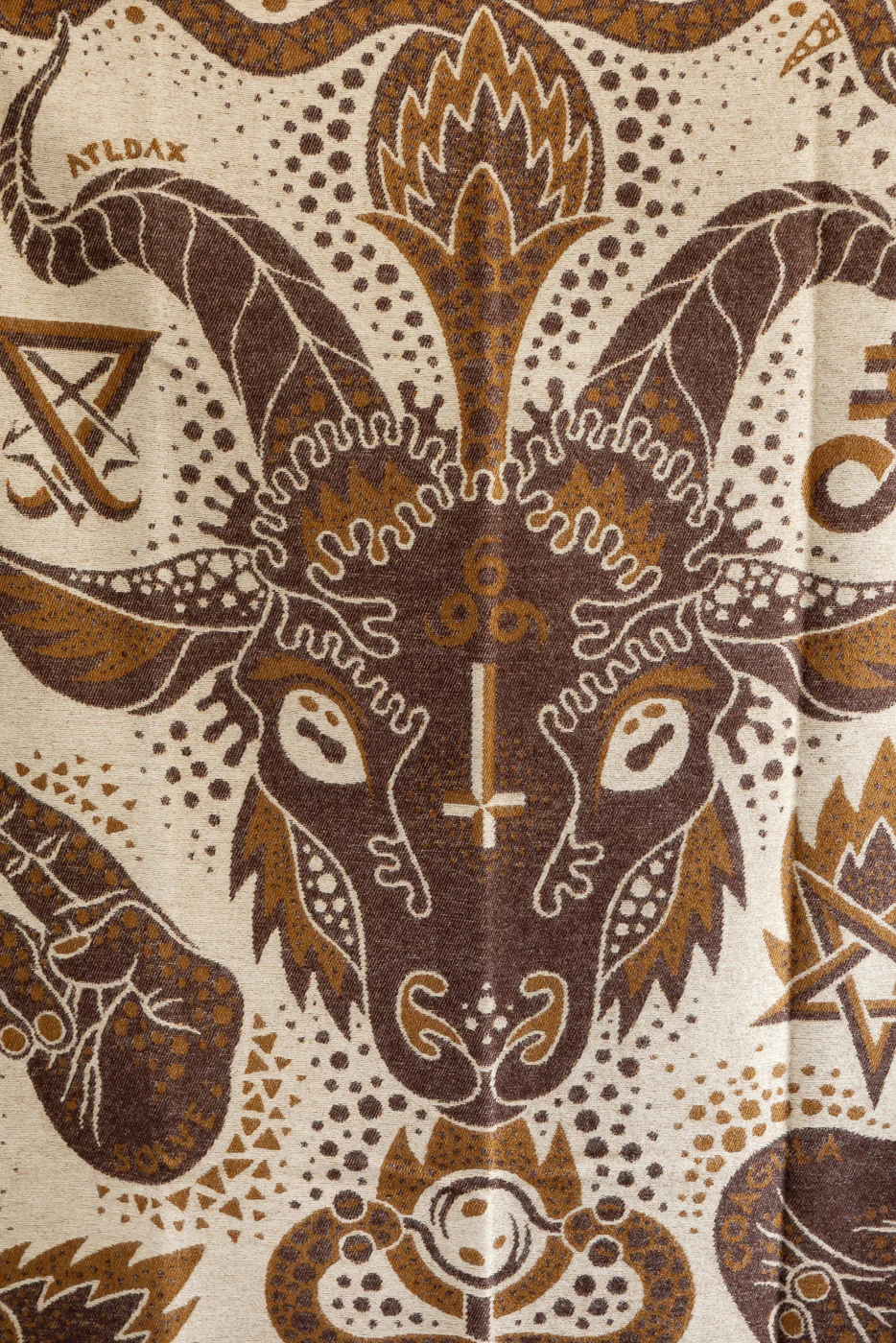 Baphomet Blanket - Dark Brown, Beige - Image 7