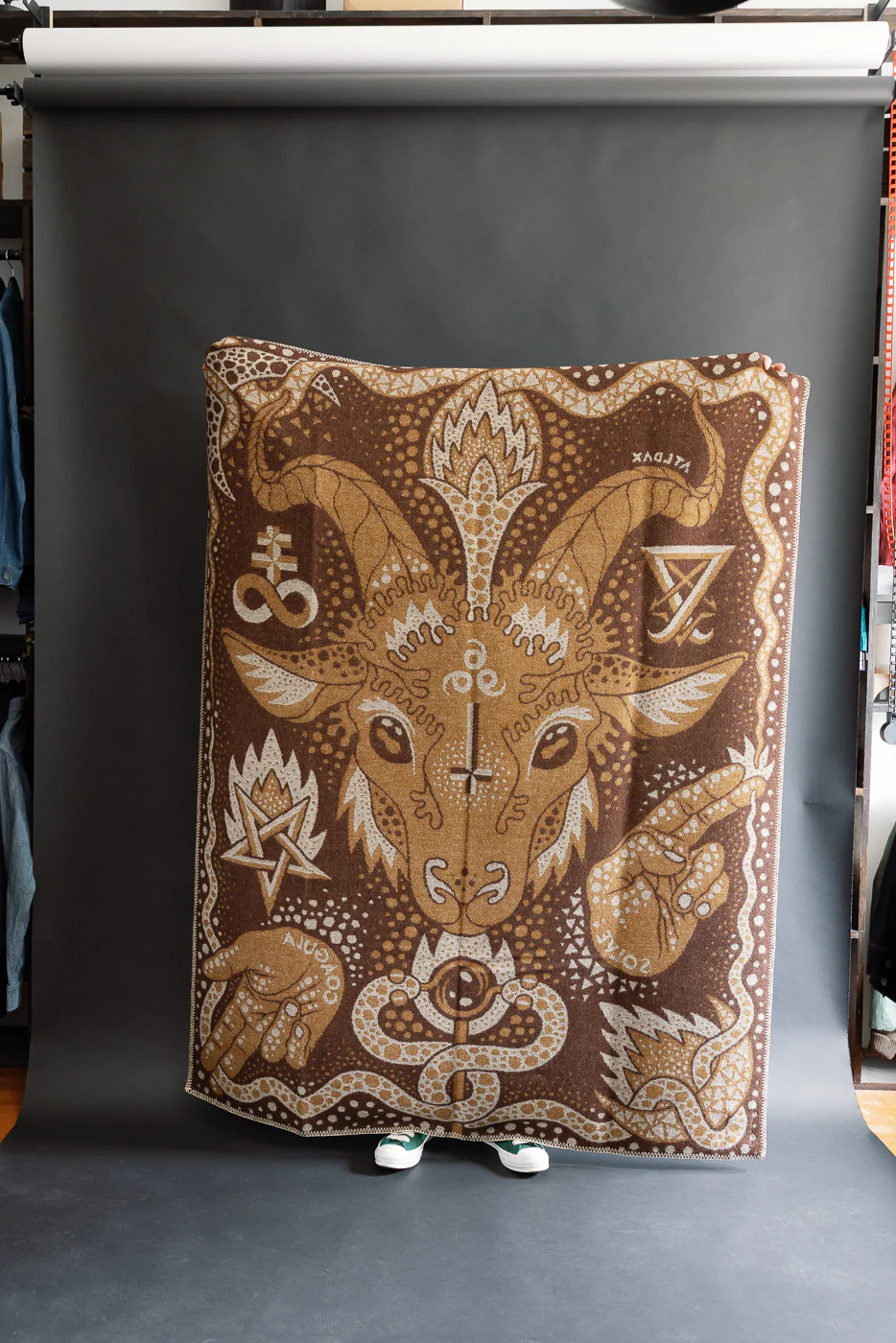 Baphomet Blanket - Dark Brown, Beige - Image 8