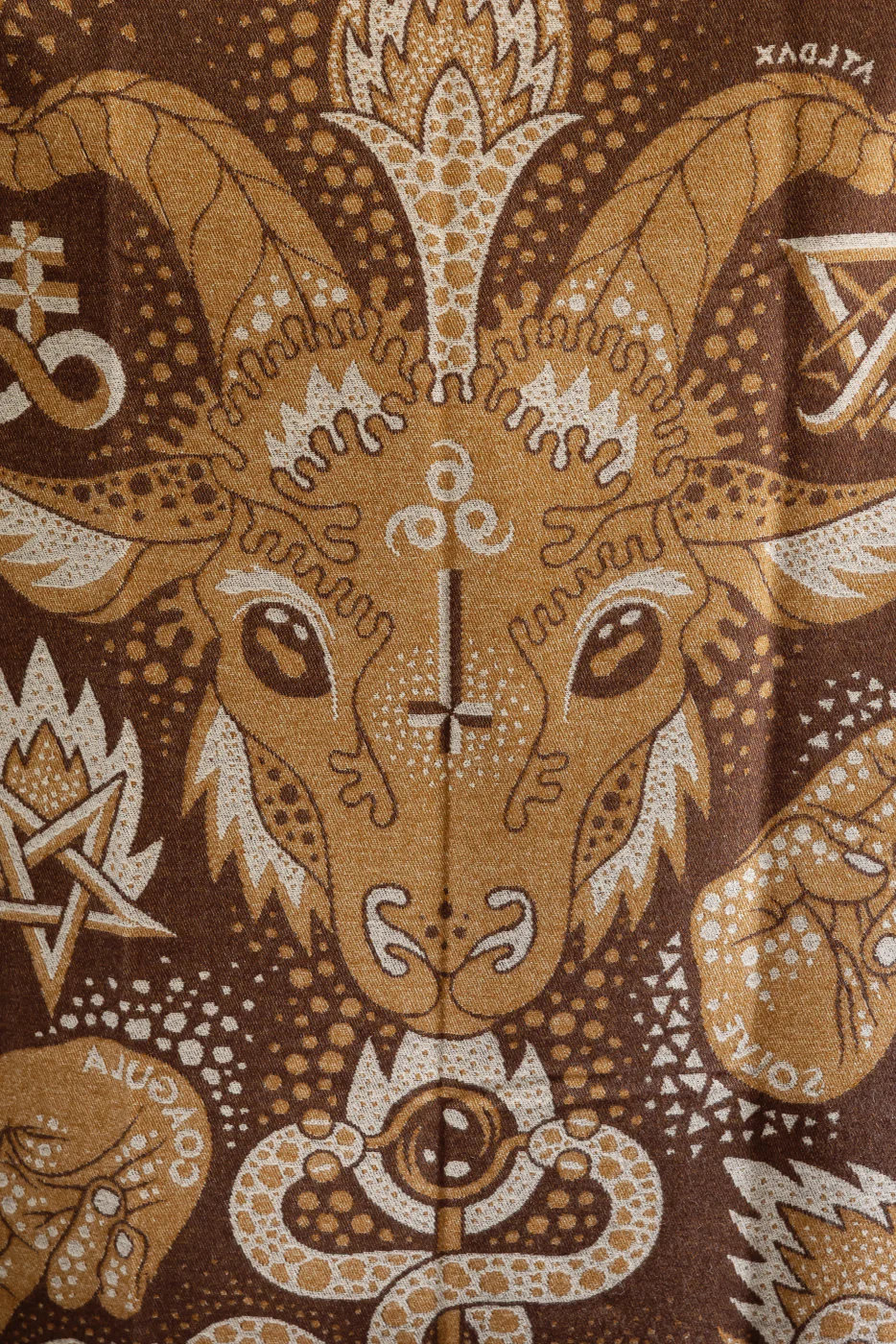 Baphomet Blanket - Dark Brown, Beige - Image 9