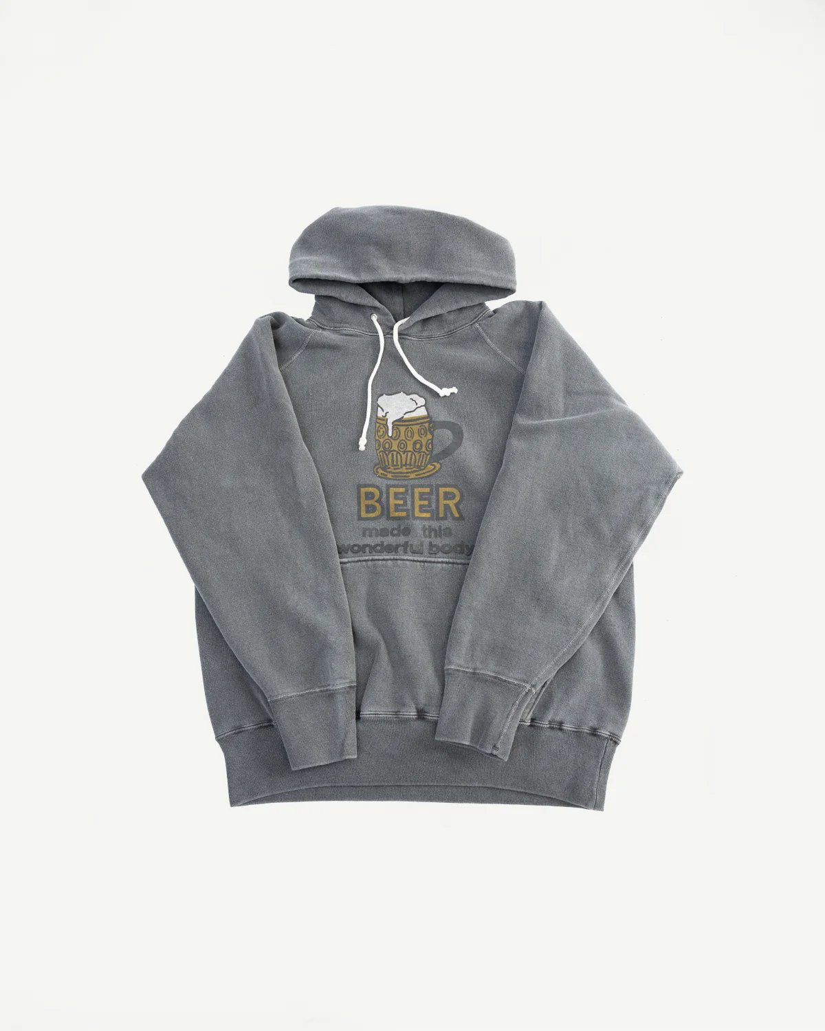 "Beer" Faded Print Sweat Hoodie - PD Sumikuro