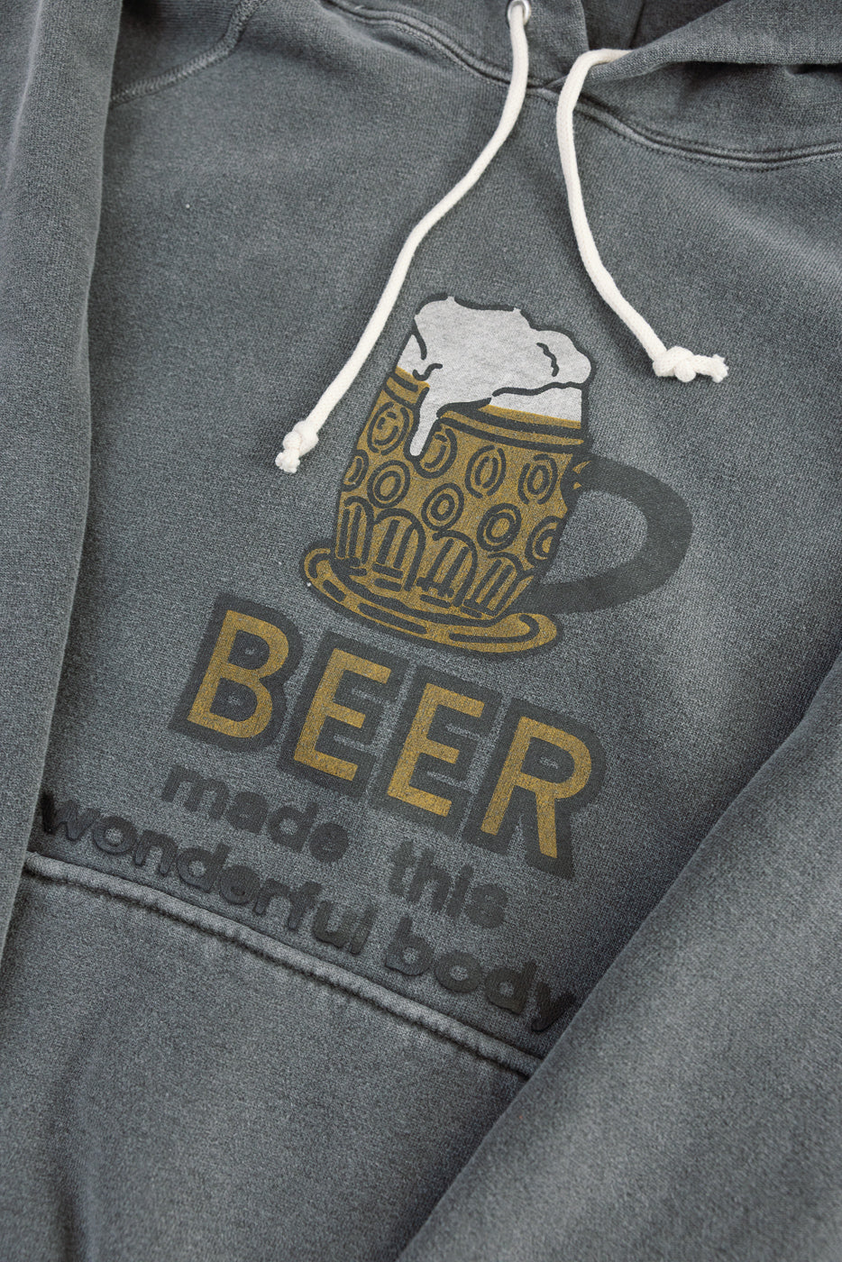 "Beer" Faded Print Sweat Hoodie - PD Sumikuro - Image 3