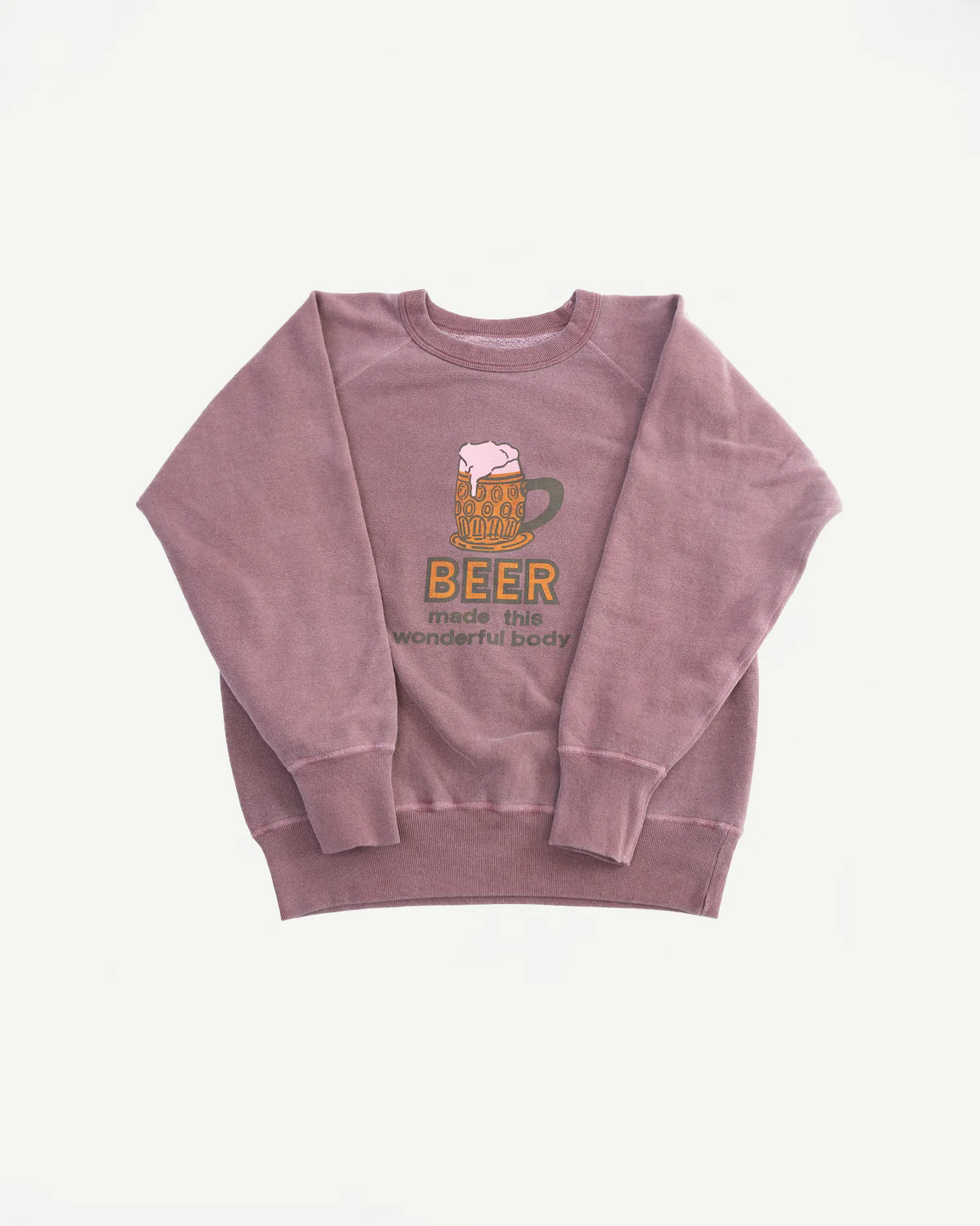 "Beer" Faded Print Sweatshirt - PD Bordeaux