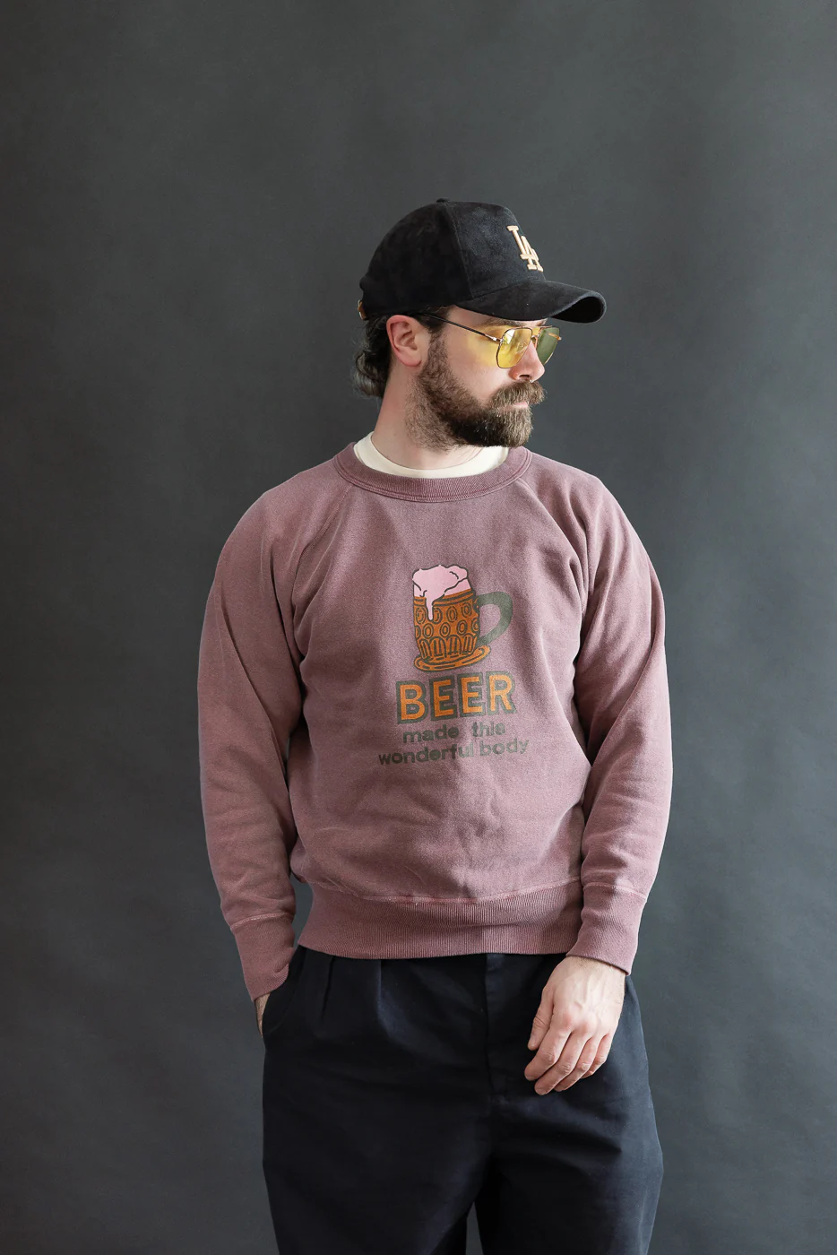 "Beer" Faded Print Sweatshirt - PD Bordeaux - Image 14