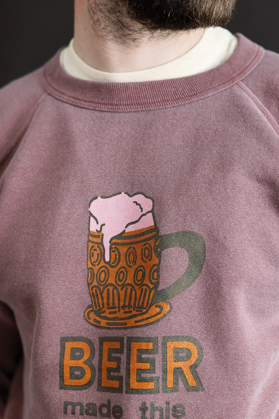 "Beer" Faded Print Sweatshirt - PD Bordeaux - Image 16