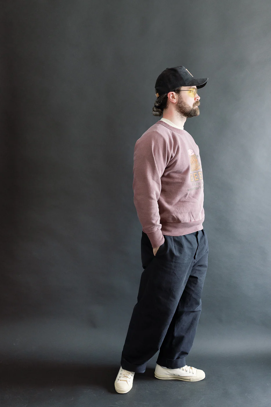"Beer" Faded Print Sweatshirt - PD Bordeaux - Image 6