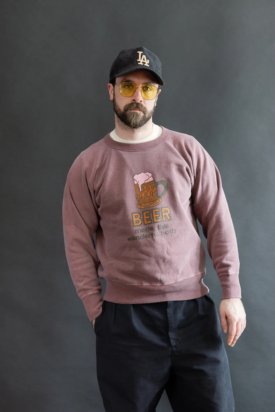 "Beer" Faded Print Sweatshirt - PD Bordeaux - Image 8