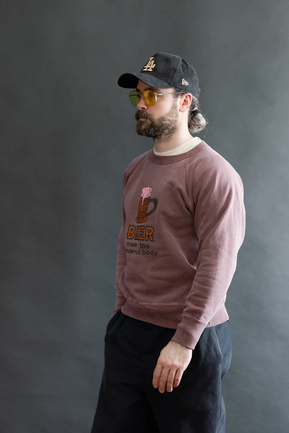 "Beer" Faded Print Sweatshirt - PD Bordeaux - Image 9