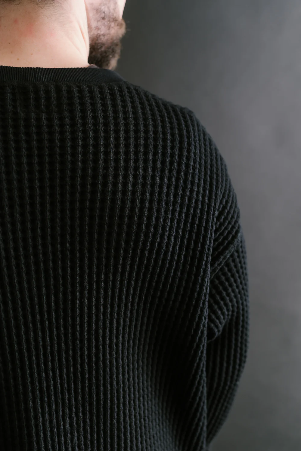 Big Waffle Cardigan - 07 Black - Image 18