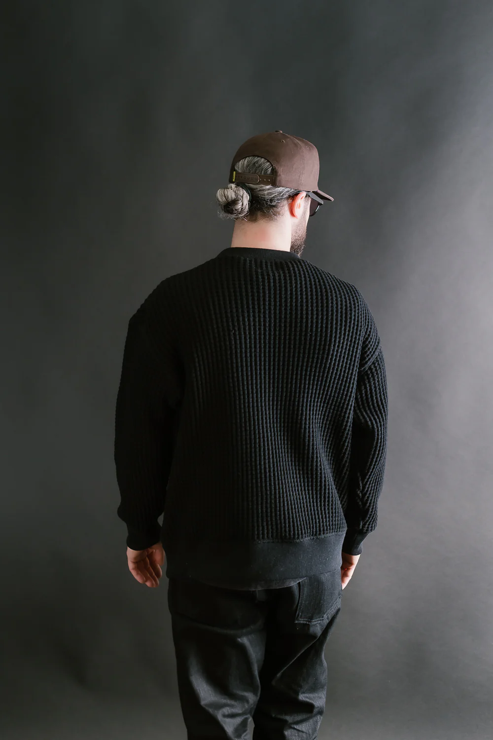 Big Waffle Crew Neck - 07 Black - Image 11