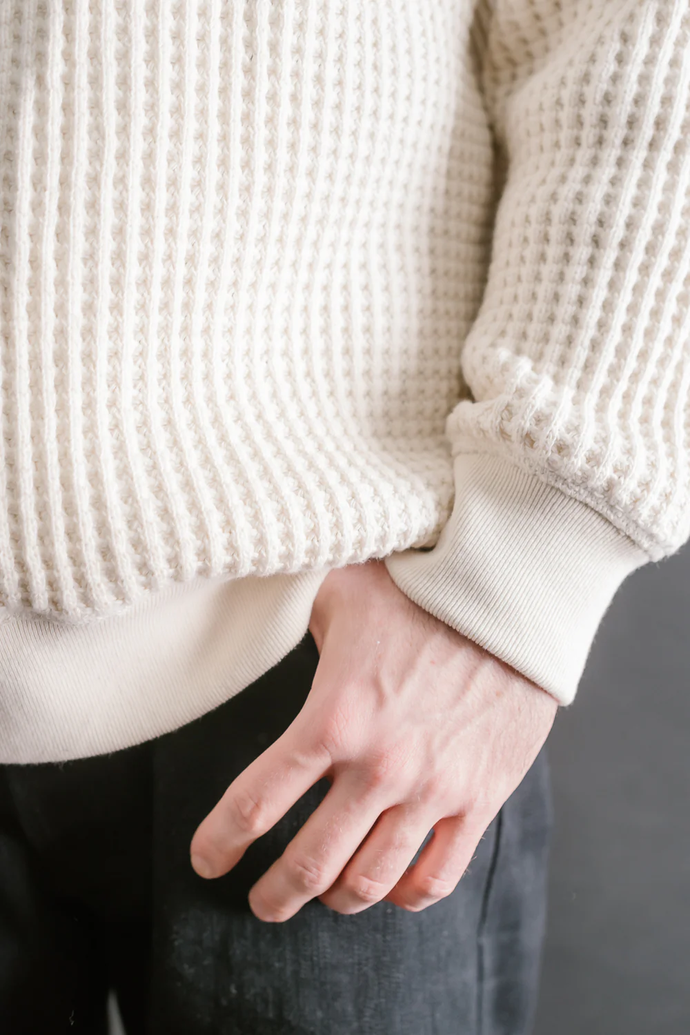 Big Waffle Crew Neck - 14 Ivory - Image 21