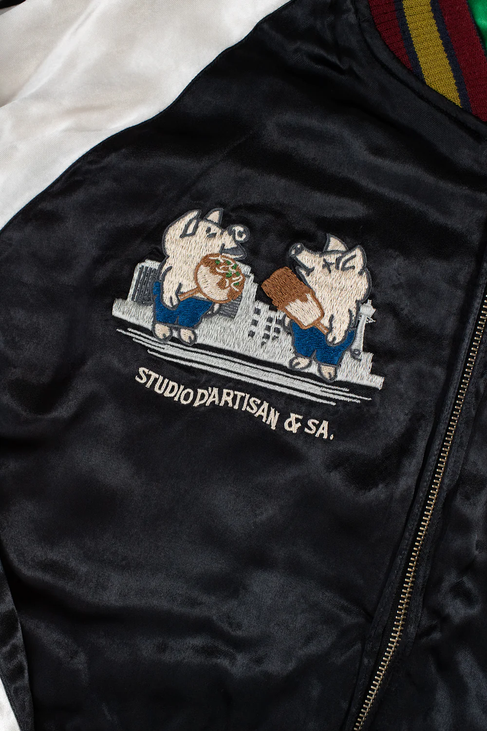 BILLI-002 - Billiken Collaboration Satin Sukajan Souvenir Jacket - Black x Green - Image 10