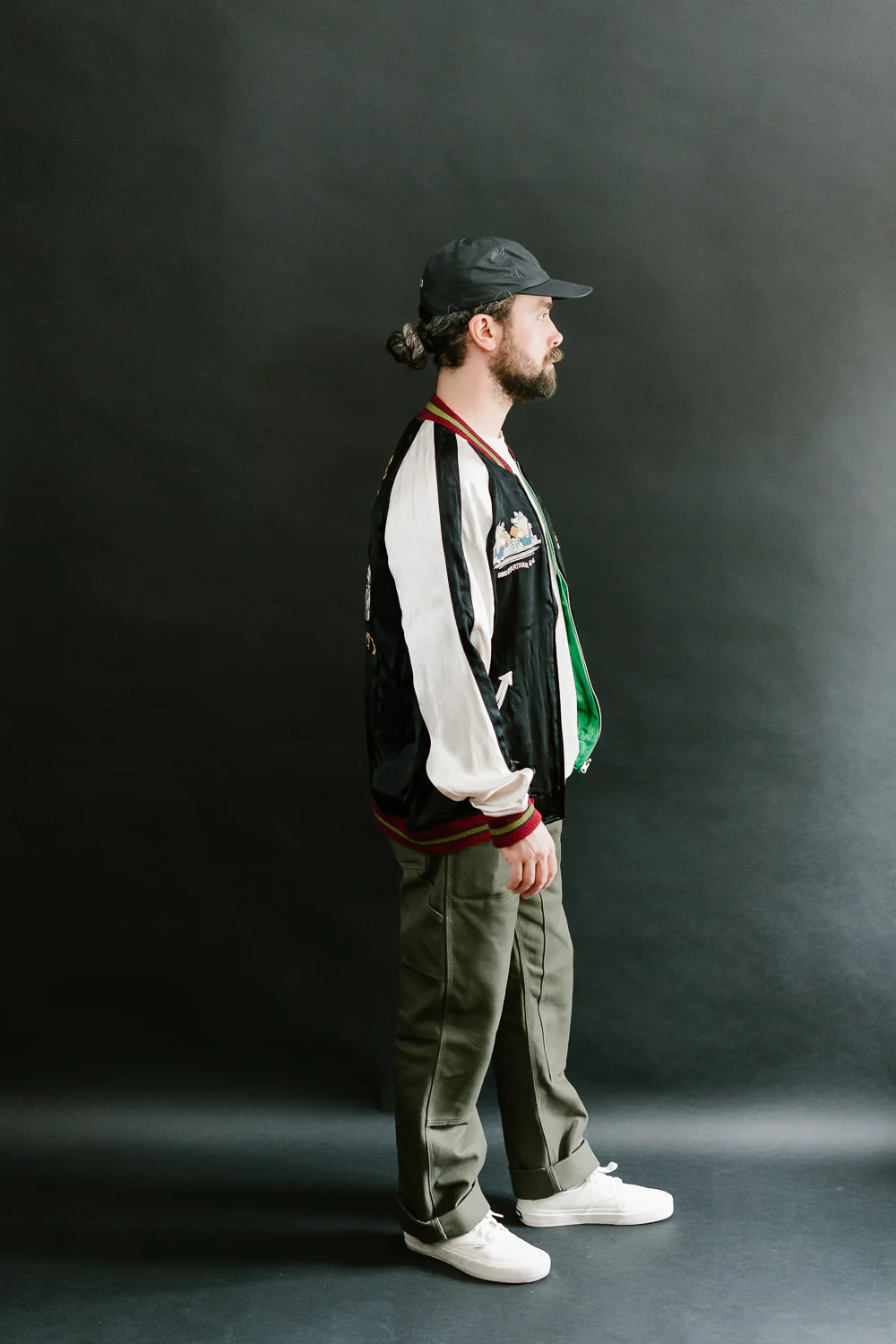 BILLI-002 - Billiken Collaboration Satin Sukajan Souvenir Jacket - Black x Green - Image 16
